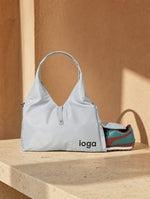 Bolsa deportiva de yoga ioga azul hielo sobre cantera mexicana